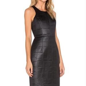 Milly Bodycon Dress Women Size 6 Black Vegan Croc Embossed Neoprene Racerback